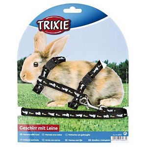 Шлейка TRIXIE с поводком для кролика, 10 мм, 1,20 м, нейлон с рисунком