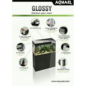 Подставка под AQUAEL Glossy 80 прямая, дсп, 2 дверцы из черного стекла, 80х35×73 см