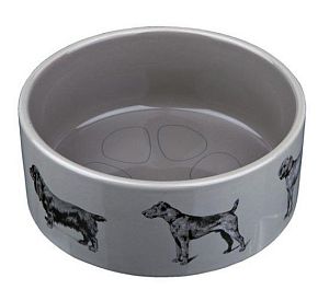 Миска TRIXIE с рисунком «собаки», керамика, 0,6 л, D 16 см, серый