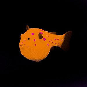Флуоресцентная аквариумная декорация GLOXY Рыба шар на леске оранжевая, 8х5×5,5 см