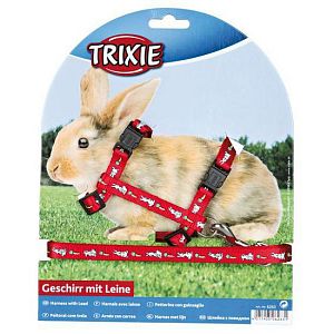 Шлейка TRIXIE с поводком для кролика, 10 мм, 1,20 м, нейлон с рисунком