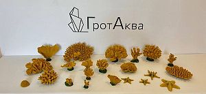 Цветной коралл оранжевый Акропора, 9*5*10 см