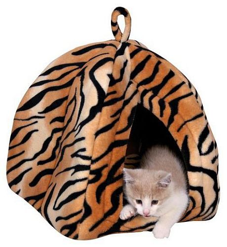 Лежак-домик TRIXIE "Nelo" для кошки, 35х40х35 см, плюш, тигровый