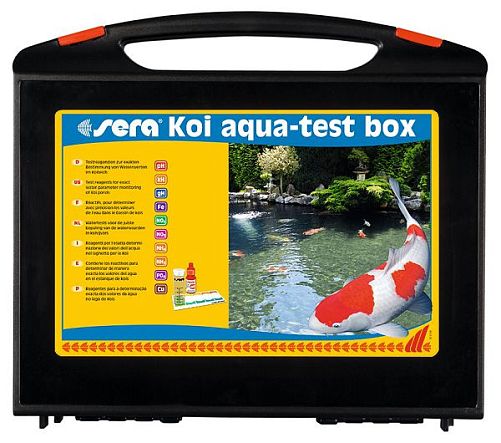 Тесты для пруда SERA Koi aqua-test box рН, KH, GH, Fe, NO2, NO3, NH4/NH3, PO4, Cu