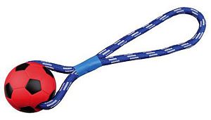 Игрушка-мяч TRIXIE футбольный на веревке, натуральная резина, хлопок, цвет в ассортименте, D 6 см, 38 см