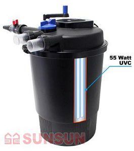 Фильтр прудовый напорный SUNSUN CPF-30000 с UV-стерилизатором, обратной промывкой, 75 л, 12 000 л/ч, UV-55 Вт