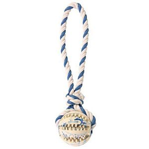Мяч TRIXIE «DENTAfun» на веревке, резина, х/б, D 7 см, 24 см