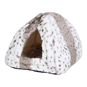 Лежак-пещера TRIXIE «Leila» для кошки, 40х40×30 см, плюш, бежевый, белый