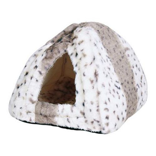 Лежак-пещера TRIXIE "Leila" для кошки, 40х40х30 см, плюш, бежевый, белый