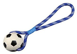 Игрушка-мяч TRIXIE футбольный на веревке, натуральная резина, хлопок, цвет в ассортименте, D 6 см, 38 см