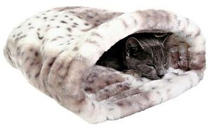 Лежак-Тоннель TRIXIE «Leila» для кошки, 46х33×27 см, плюш, бежевый, белый