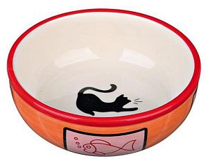 Миска TRIXIE для кошки, керамика, 0,35 л, D 12,5 см, Цвета: в асс, (зеленый, коричневый, красный, синий)