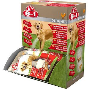 8in1 Delights Bone Курица жевательная коcточка для собак, обернутая сыромятной кожей