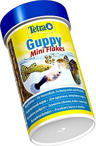 TetraGuppy основной корм для живородящих рыб, хлопья 100 мл